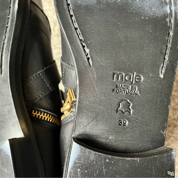 NEW Maje Leather Ankle Boots Black 39 - Picture 11 of 12